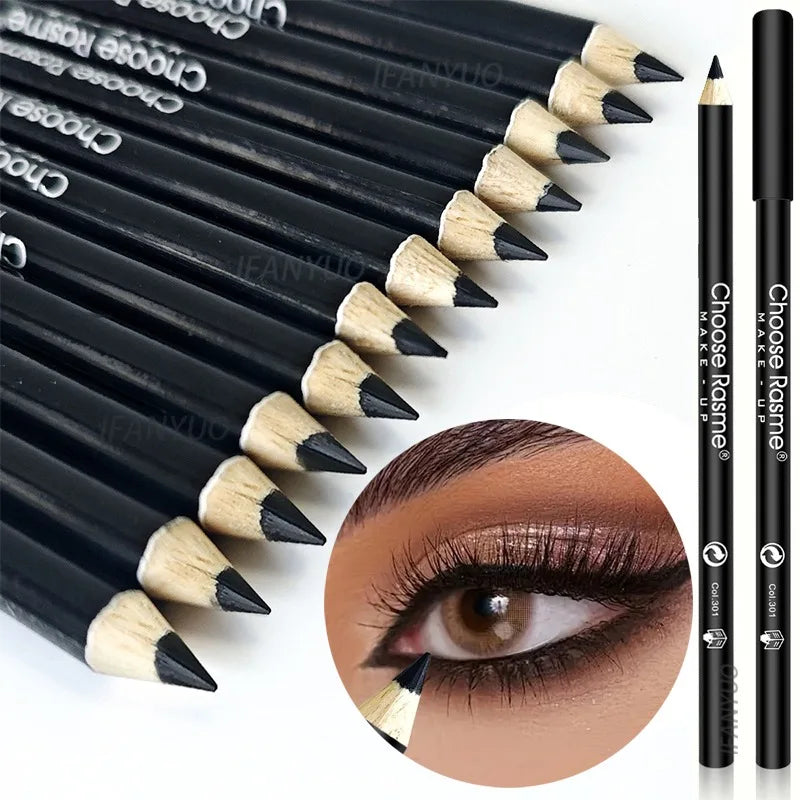 1/3Pc High Pigmented Eyeliner Pencil Black Wooden Eyeliner Eyebrow Pencil Hard Refill Smooth Black Long-Lasting Cosmetics Makeup