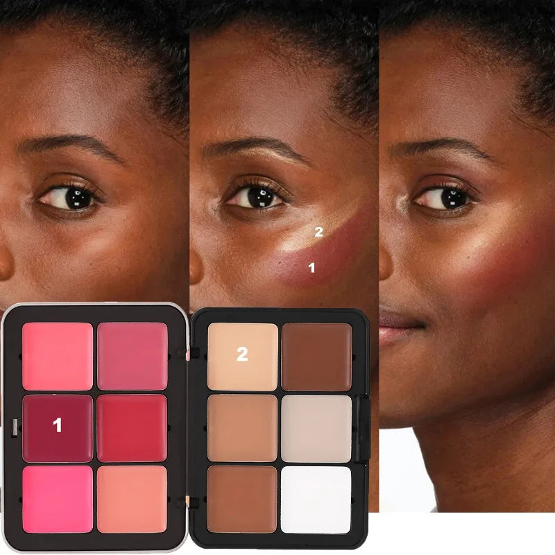 12-Color 2 in 1 Concealer and Blush Palette Matte Highlight Face Contour Makeup All-in-one Rouge Palette Full Coverage Makeup