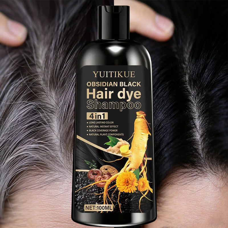 Hair Dye Shampoo 100ml - 4-in-1 Plant Formula, Lasting Color