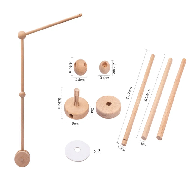Crib Mobile Rattle Baby Wooden Bed Bell Baby Rattles Soft Felt Cartoon Bear Toys Crib Mobile Bed Bell Wood Toy Bracket Kid Gifts