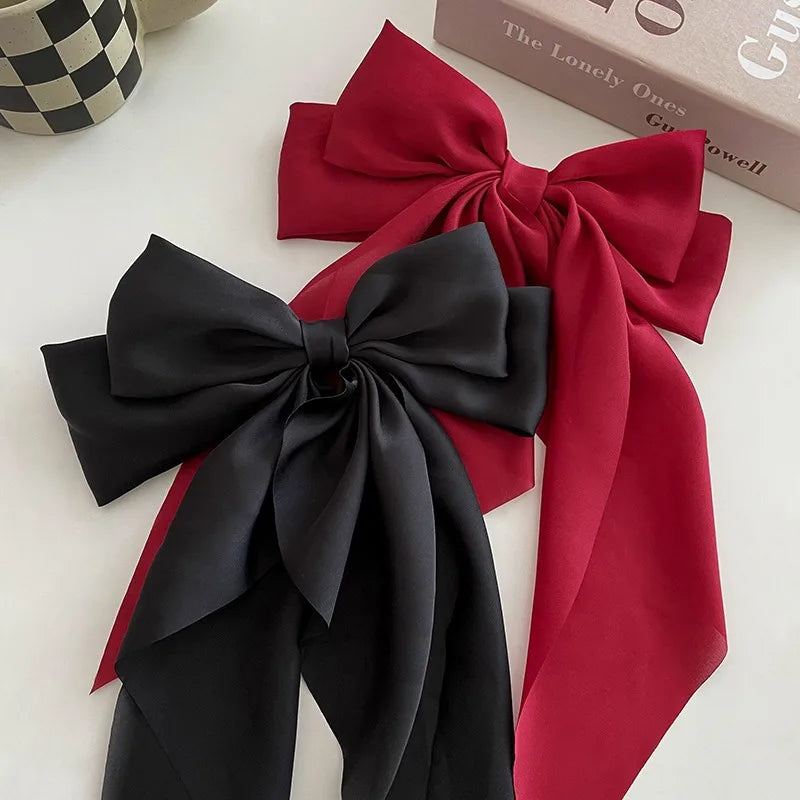 Solid Color Bow Ribbon Hair Clip New Women Large Bowknot Barrettes