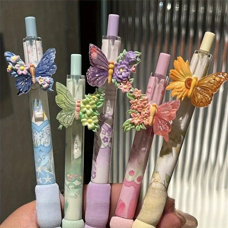5-Piece Set of Black Gel Pens with Random Colors