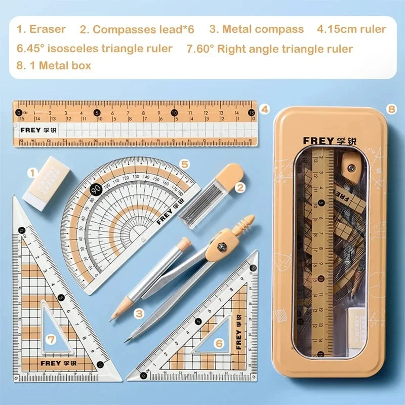 7Pcs Back to School Math Geometry Set Multi Function Drawing Tools
