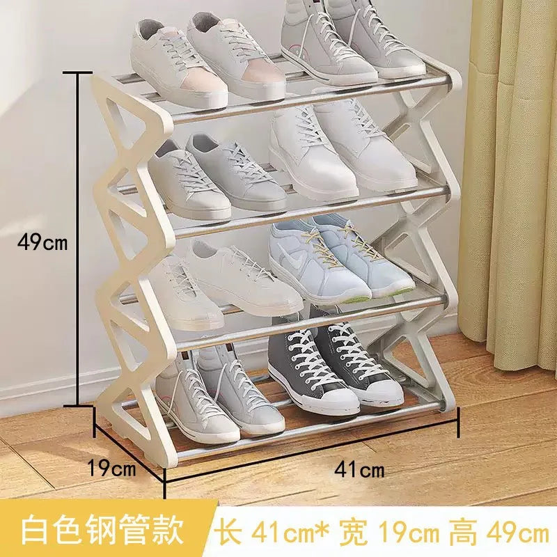 4-Tier X-Type Space Saving Shoe Rack, Solid Color Easy Assembly