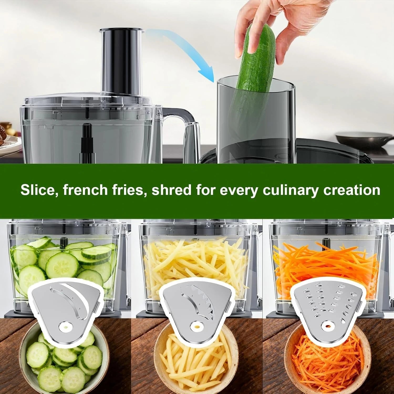 Food Processor 600W Chopping Slicing Shredding Ice Crushing 6 Presets Easy to Operate All Seasons Universal