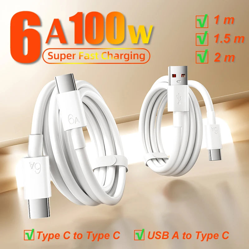 PD 100W USB Type C Super Fast Charging Cable 6A USB
