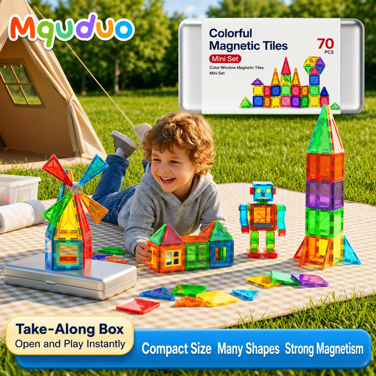 MQUDUO 3D Magnet Construction Kit Magnetic Tiles Puzzle, Modern Home Office Desk Decor Adult Fidget Toy Creative Relaxation Gift