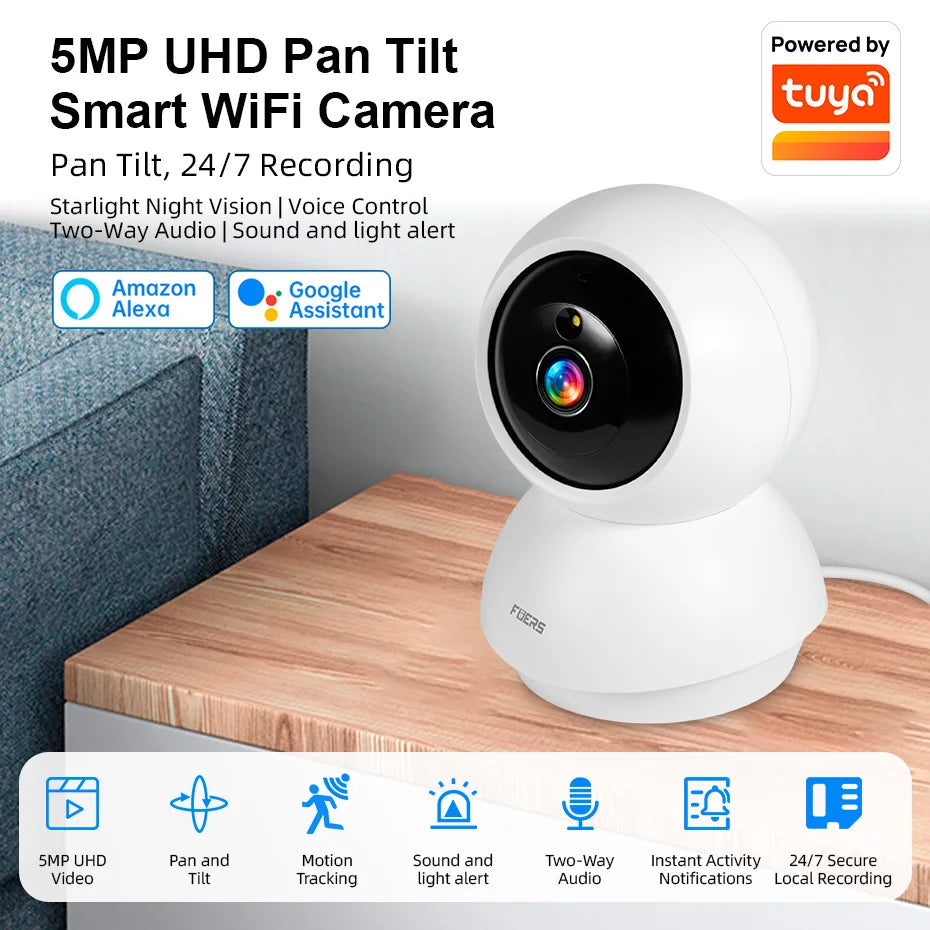 Fuers 5MP WiFi Camera Works With Tuya Smart Home Indoor Wireless IP
