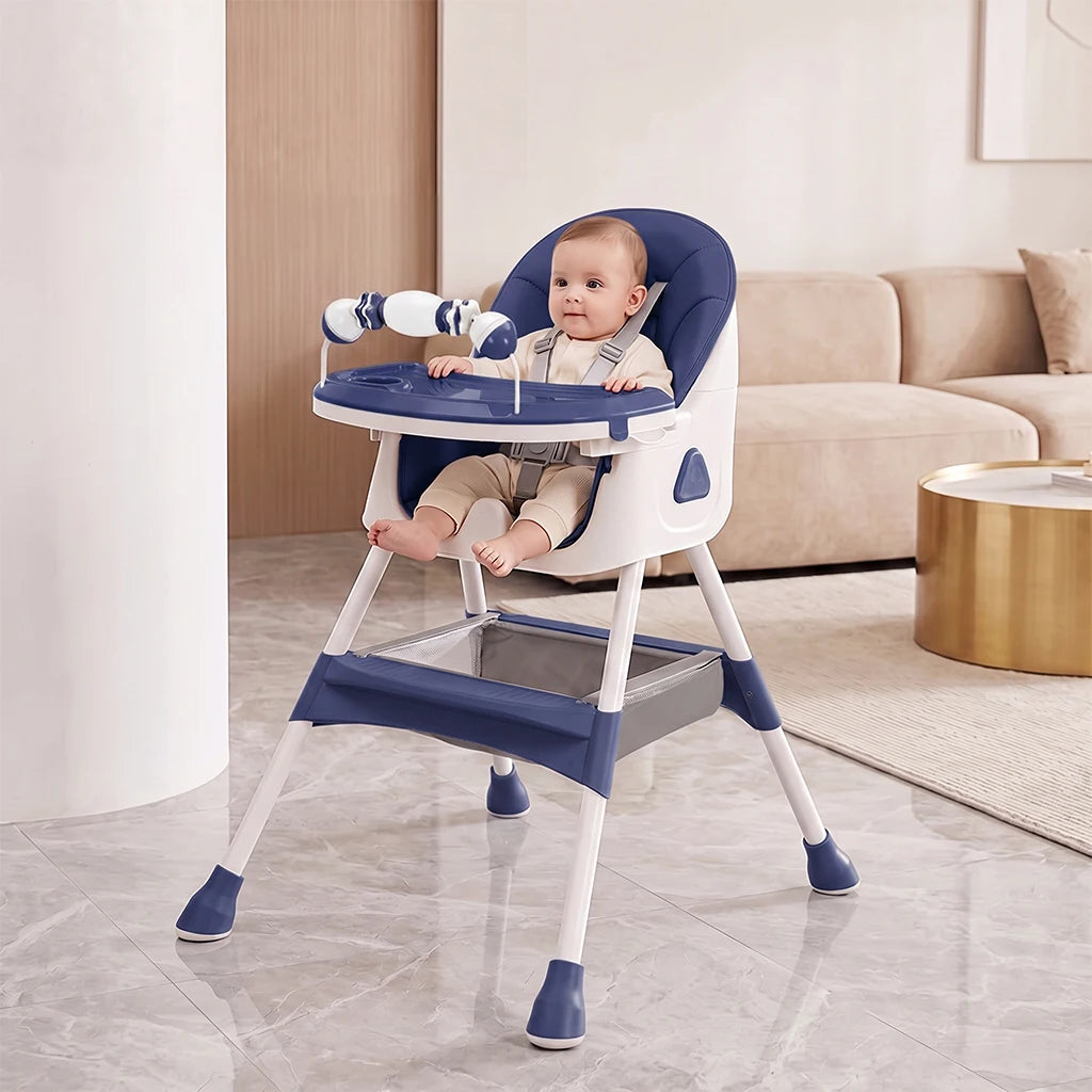 3‑In‑1 Foldable Baby High Chair, Multifunctional Toddler Feeding Highchair