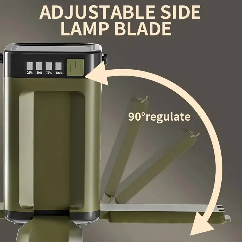 Outdoor Solar Light Type-C Rechargeable Flashlight Portable Power Bank Lamp LED Hanging Tent Light for Camping Hiking Fishing