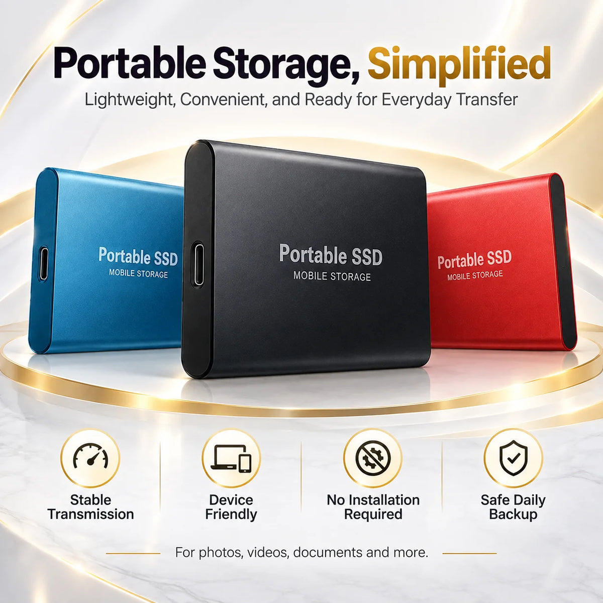 Portable External Hard Drive 1TB 2TB Slim Body Mobile Hard Disk
