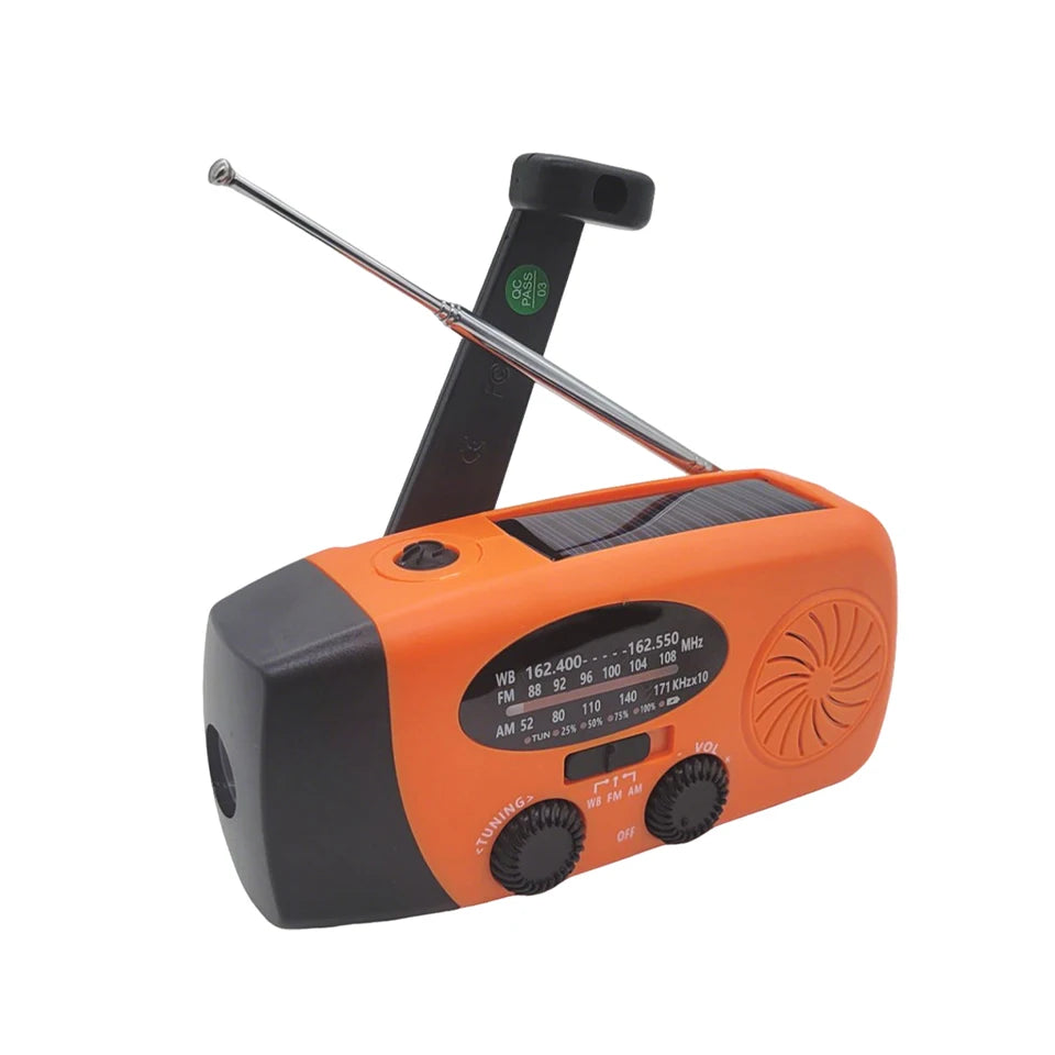 Power Generator Radio Solar Flashlight Outdoor Combat Disaster Prevention FM AM WB NOAA Power Bank