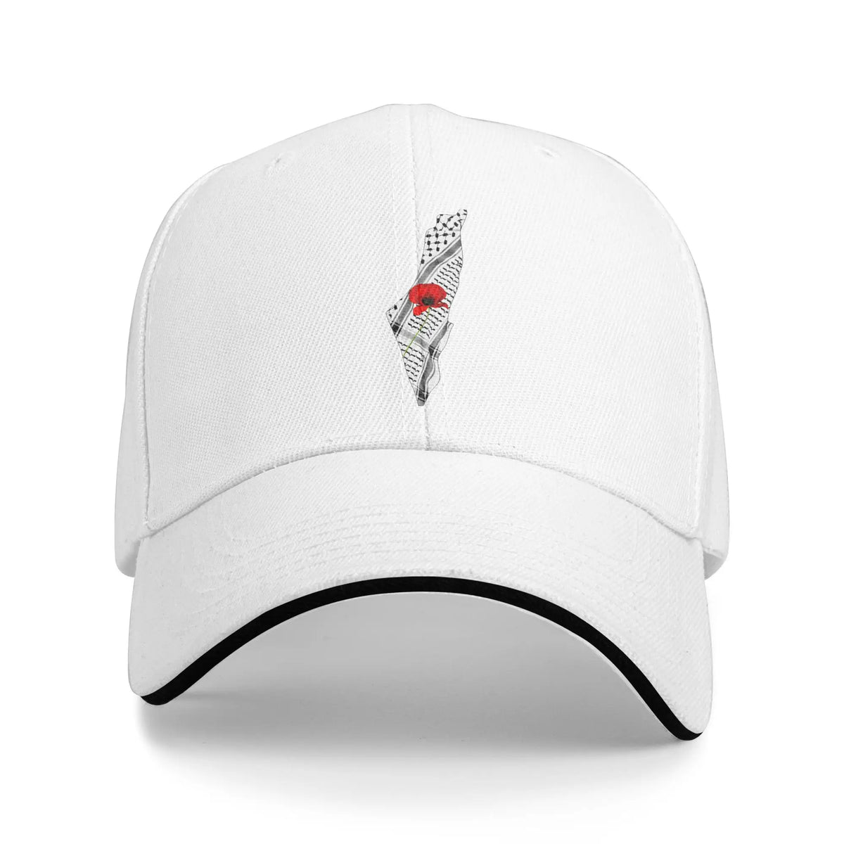 Palestine Map Keffiyeh and Poppy Baseball Cap