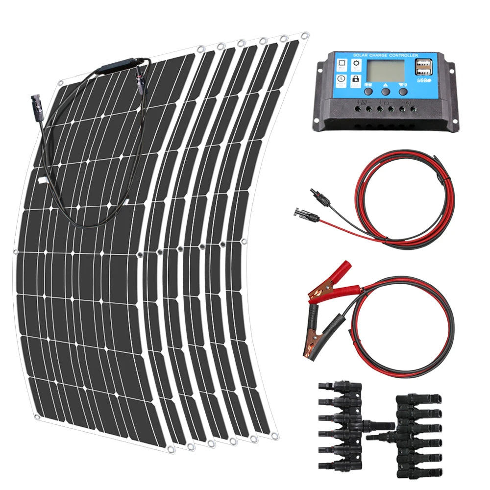 ASUNERGE 12V Flexible Solar Panel 600W 100W 200W 300W 400W 500W