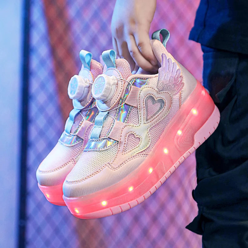 2 Wheels Children's Led Light Roller Skate Shoes Outdoor