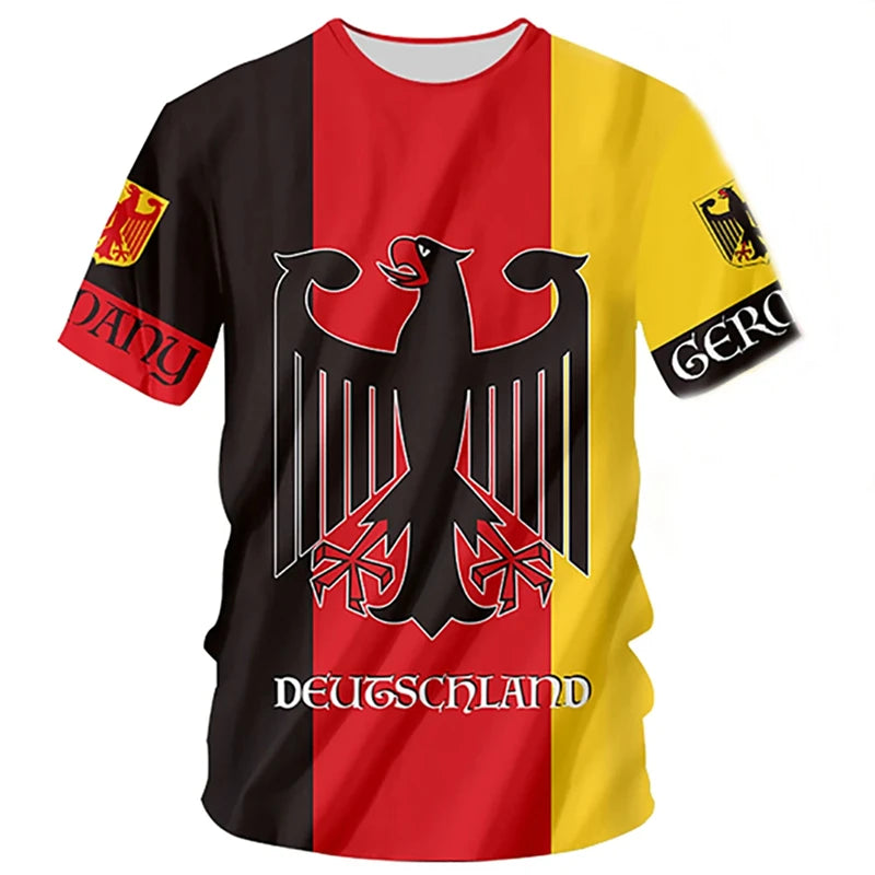 Germany National Flag Harajuku Graphic Men's T-shirts Summer Quick Dry Material Tops Fashion O-neck Oversized Short-sleeved Tees