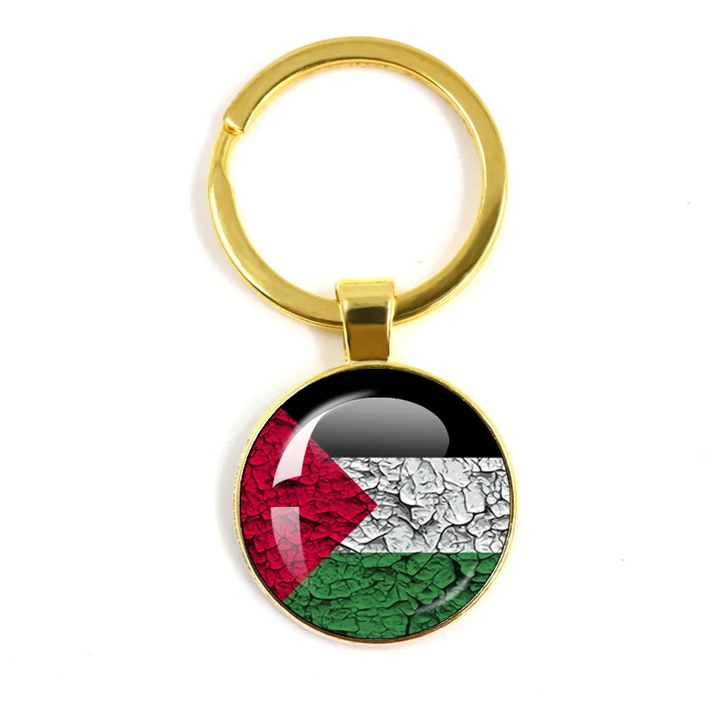 Personalized Art Patterns  Palestine Nation Flag Emblem 25mm Glass Cabohcon Keychain