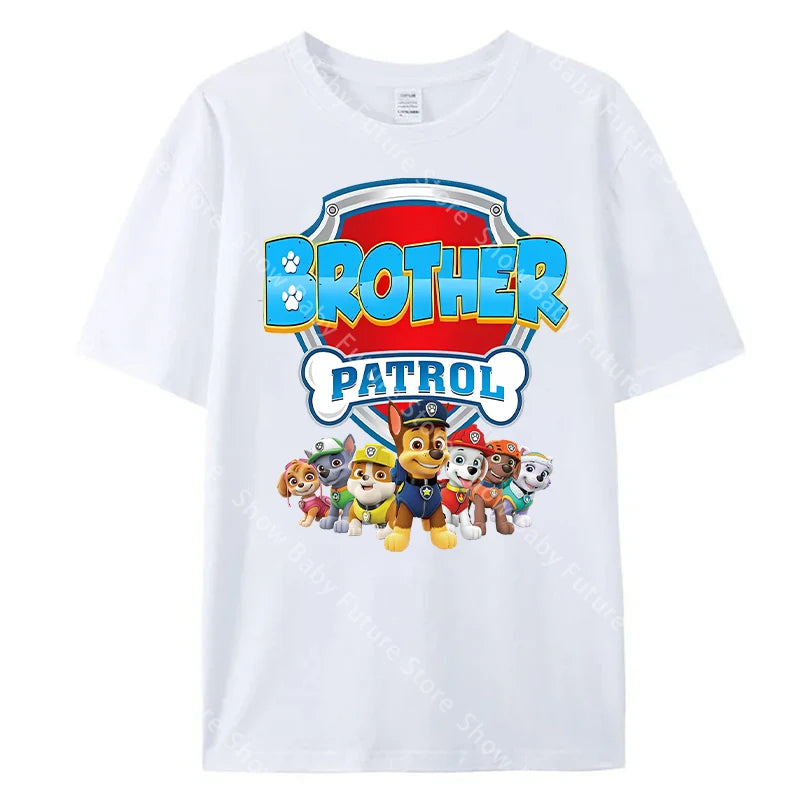 Paws Patrols Adult Dad Mom T-Shirt Tops Man Woman Summer Parent-child Clothing Tee Family Clothes Cartoon Anime Birthday Gifts