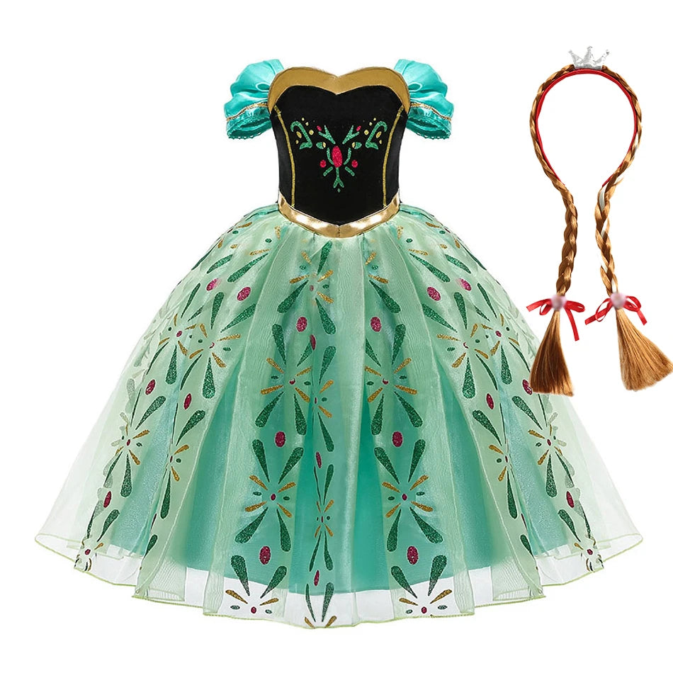 Children Anna Elsa Dress Girls Princess Cosplay Costume