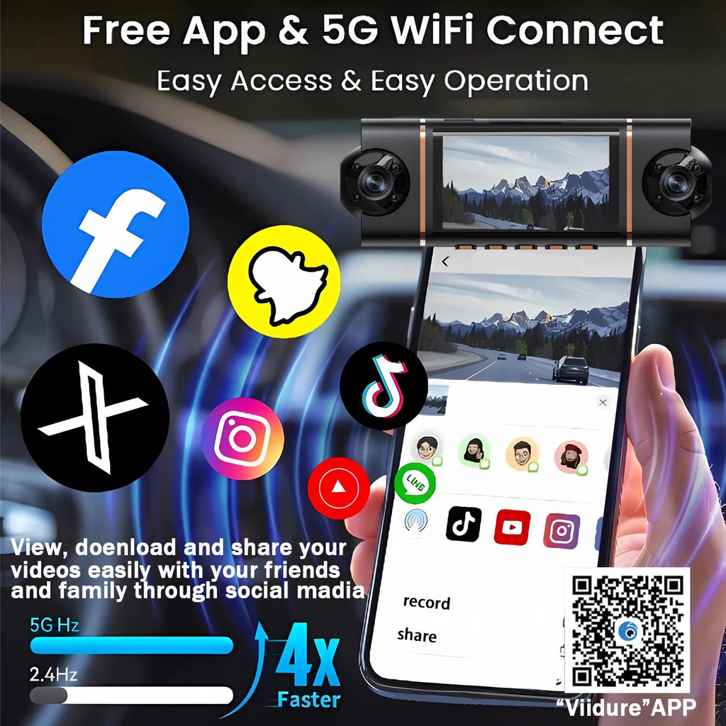 Wifi-4 Lens 360 Degree Dash Cam For Cars Car DVR 1080P 4-Channel Front Camera Video Recorder Rear View Camera Night Vision