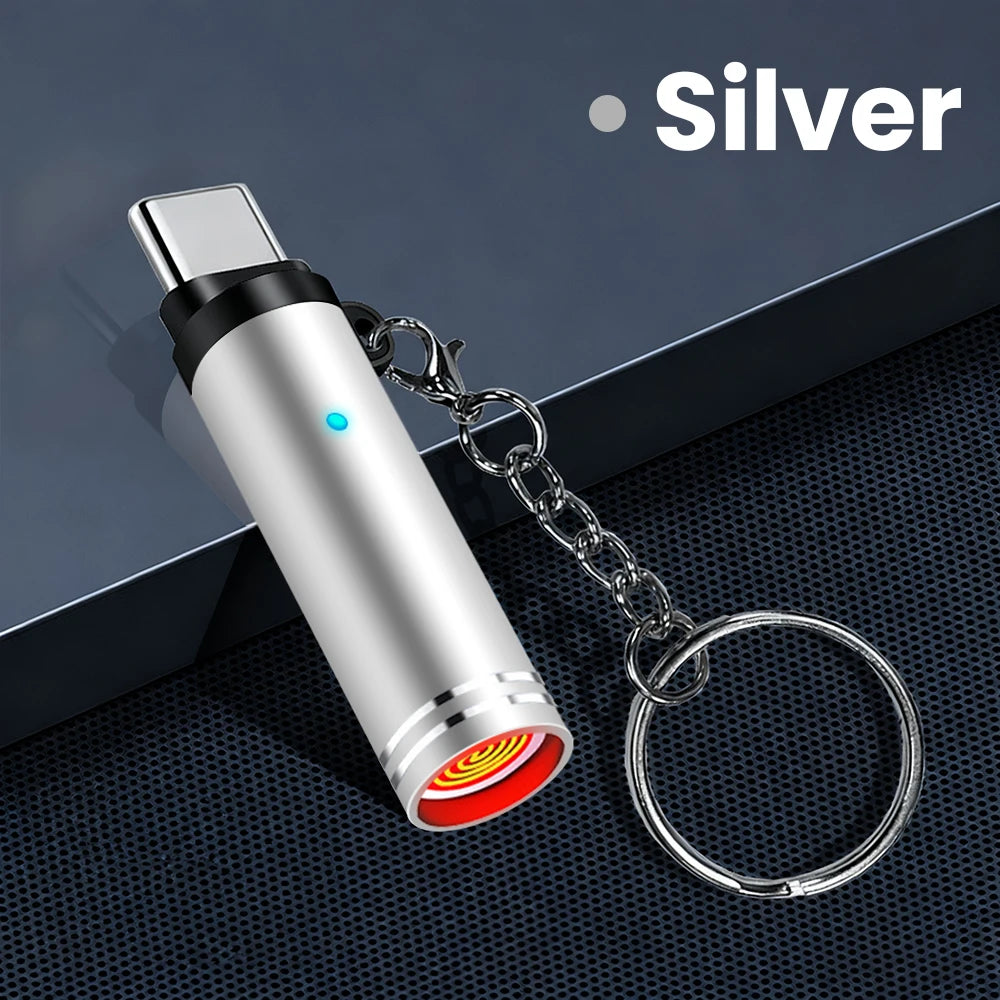 Type-C Portable Mini Mobile Phone Cigarette Lighter With keychain Outdoor Safety No Flame Air Blowing Cigarette Lighter Adapter