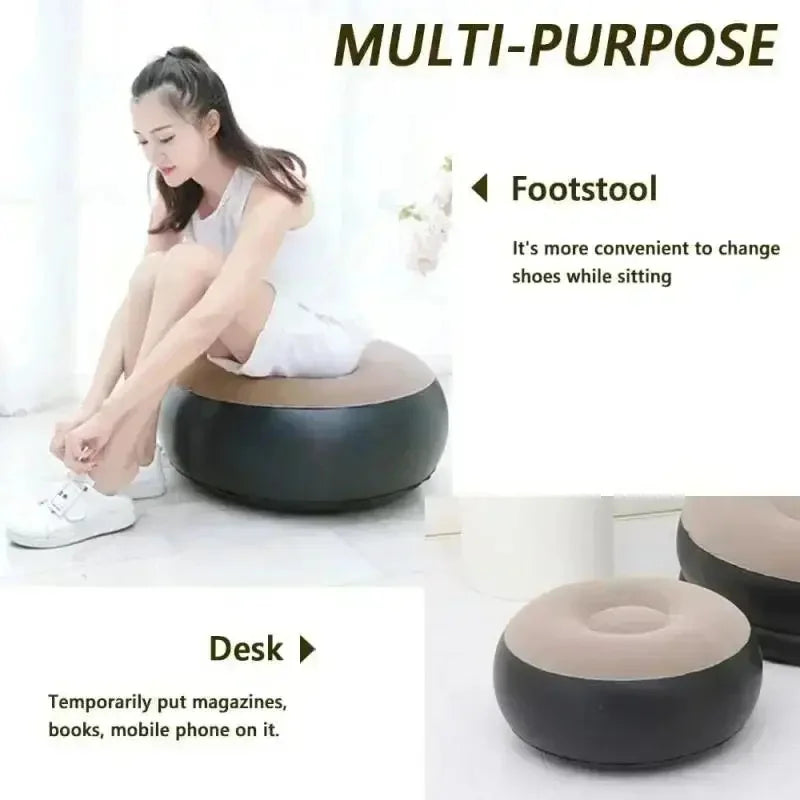 PVC Flocking Inflatable Lazy Sofa, Foldable Portable Air Lounge