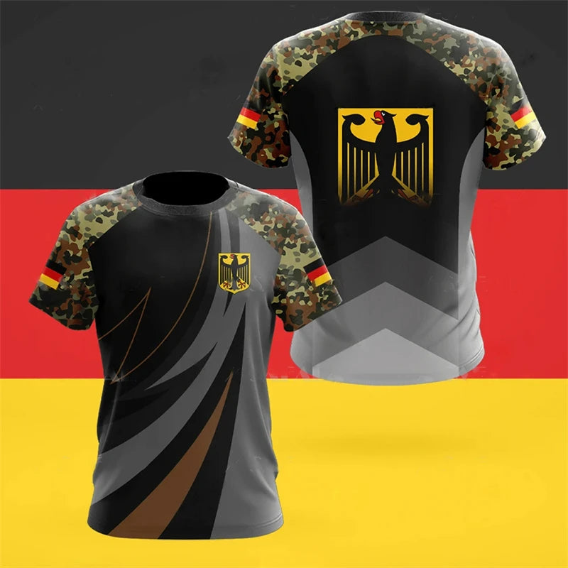 Germany National Flag Harajuku Graphic Men's T-shirts Summer Quick Dry Material Tops Fashion O-neck Oversized Short-sleeved Tees