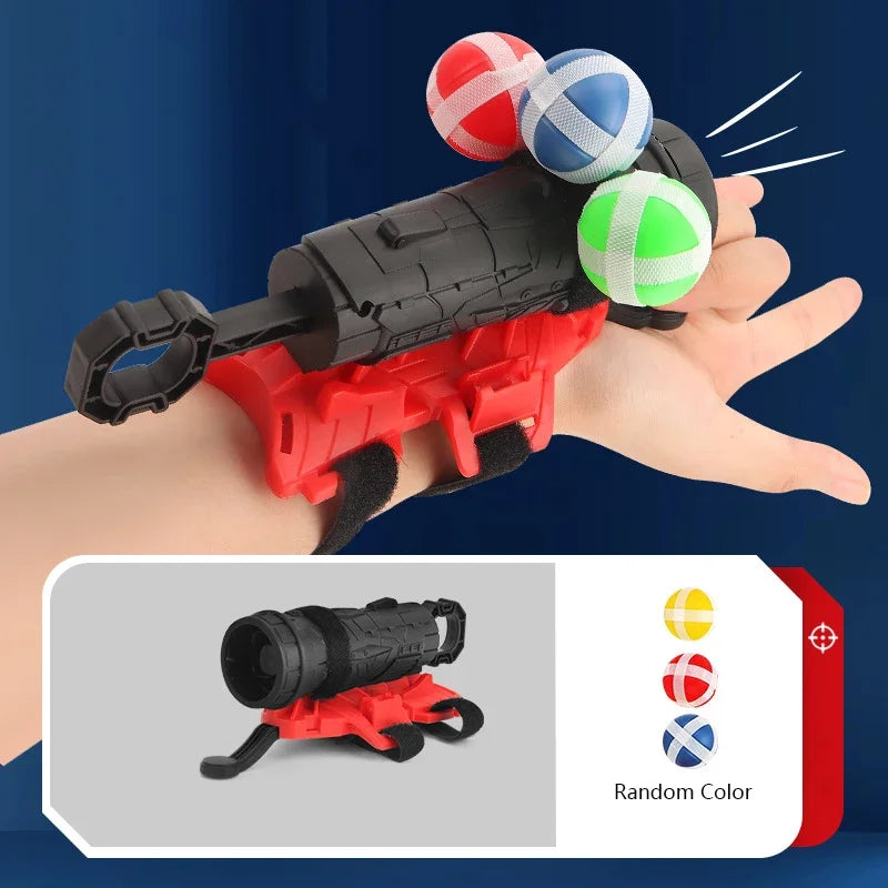 Cartoon Sticky Ball Guns Wrist Catapult Throw Dartboard Target Shooting Launcher