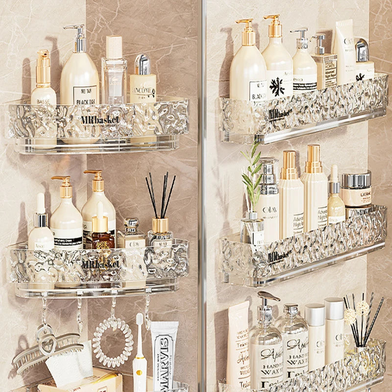 Washstand Cosmetics Storage Rack Acryli Shower Storage Rack Bathroom Shelf No Drill Organizer Wall Mounted Toilet Shampoo Holder