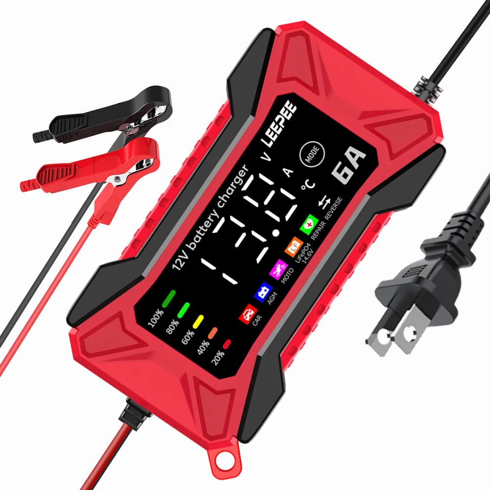 Intelligent Car Battery Charger Smart Battery Charging Fast Power Full Automatic