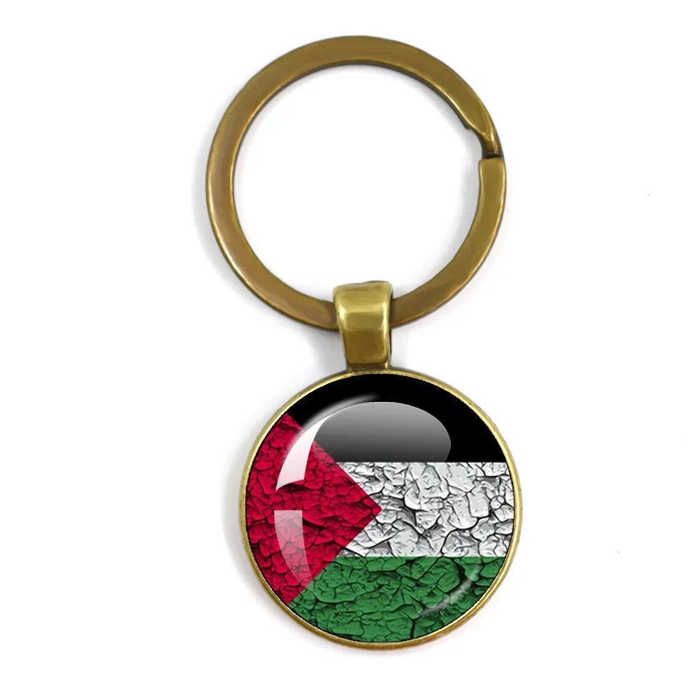 Personalized Art Patterns  Palestine Nation Flag Emblem 25mm Glass Cabohcon Keychain