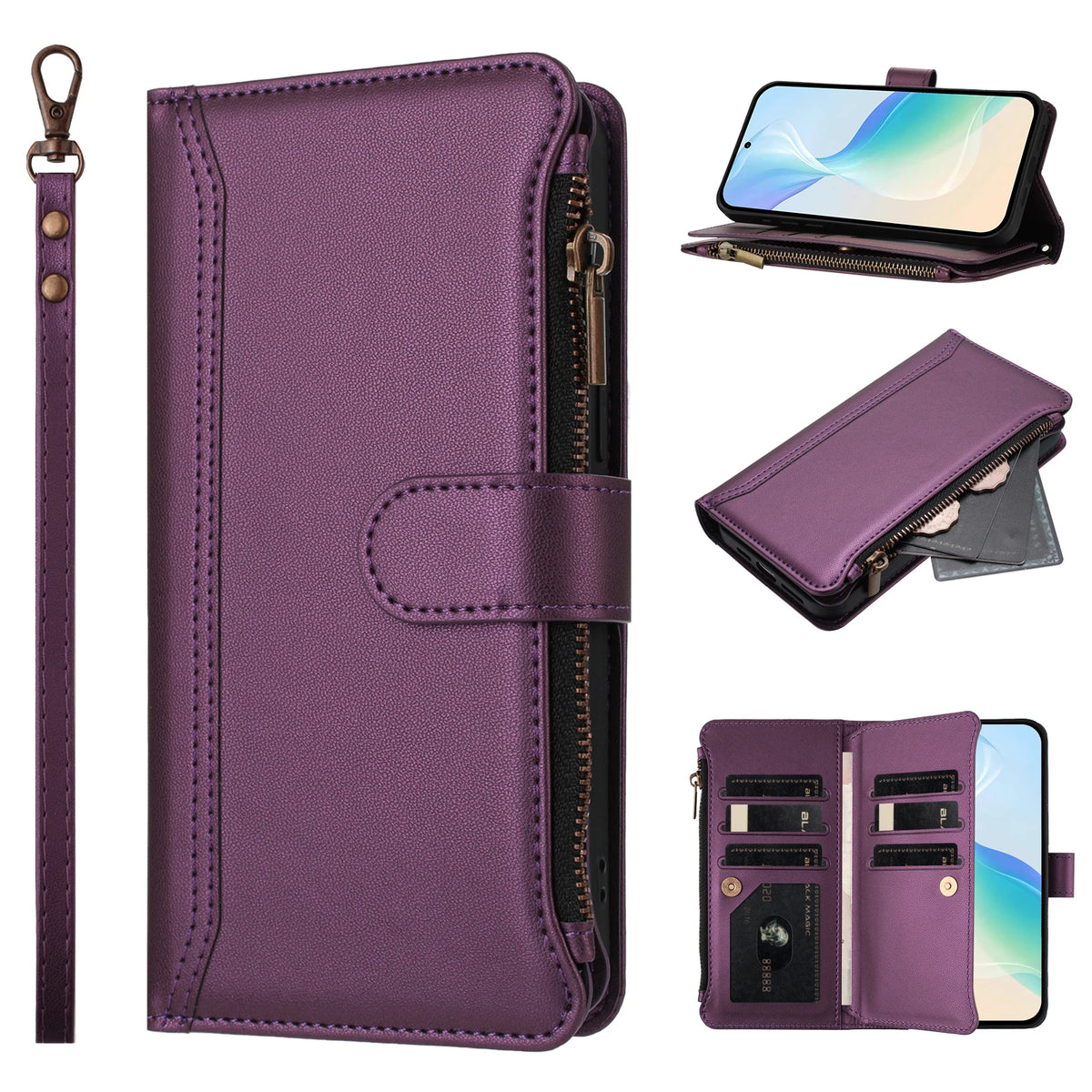 Zipper Wallet Phone Case For Honor X5B X6A X6B X7C X7D X8A X8C X9A X9C X9D