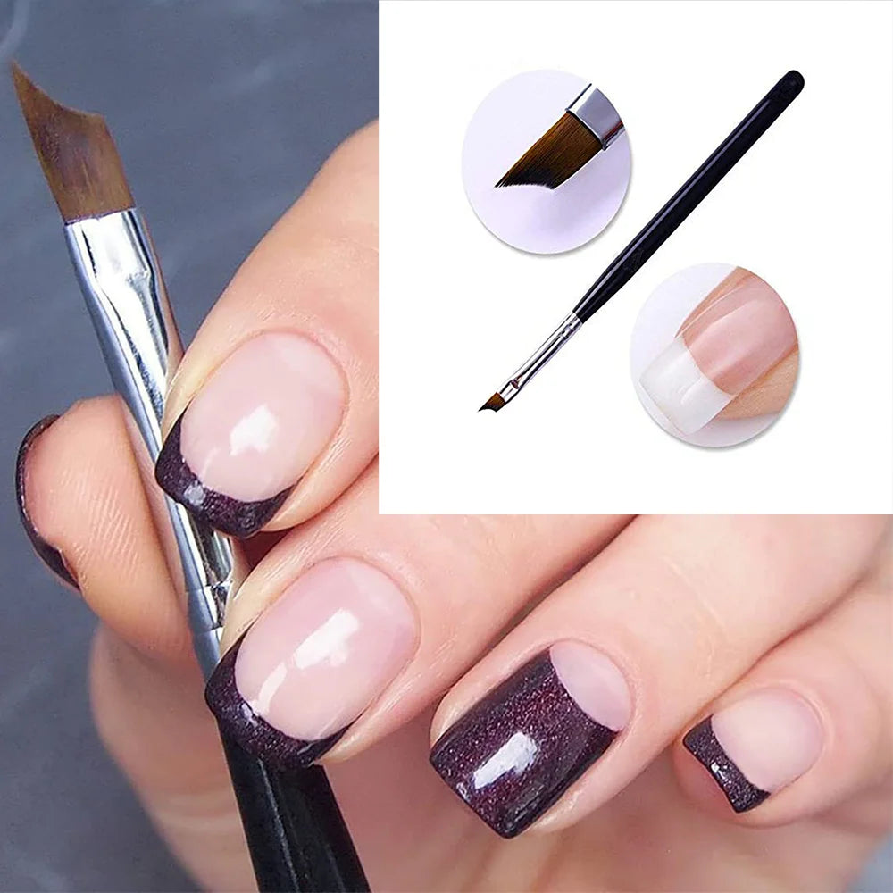 1Pc French Nail Brush 16CM Crescent Oblique French Tip Brush