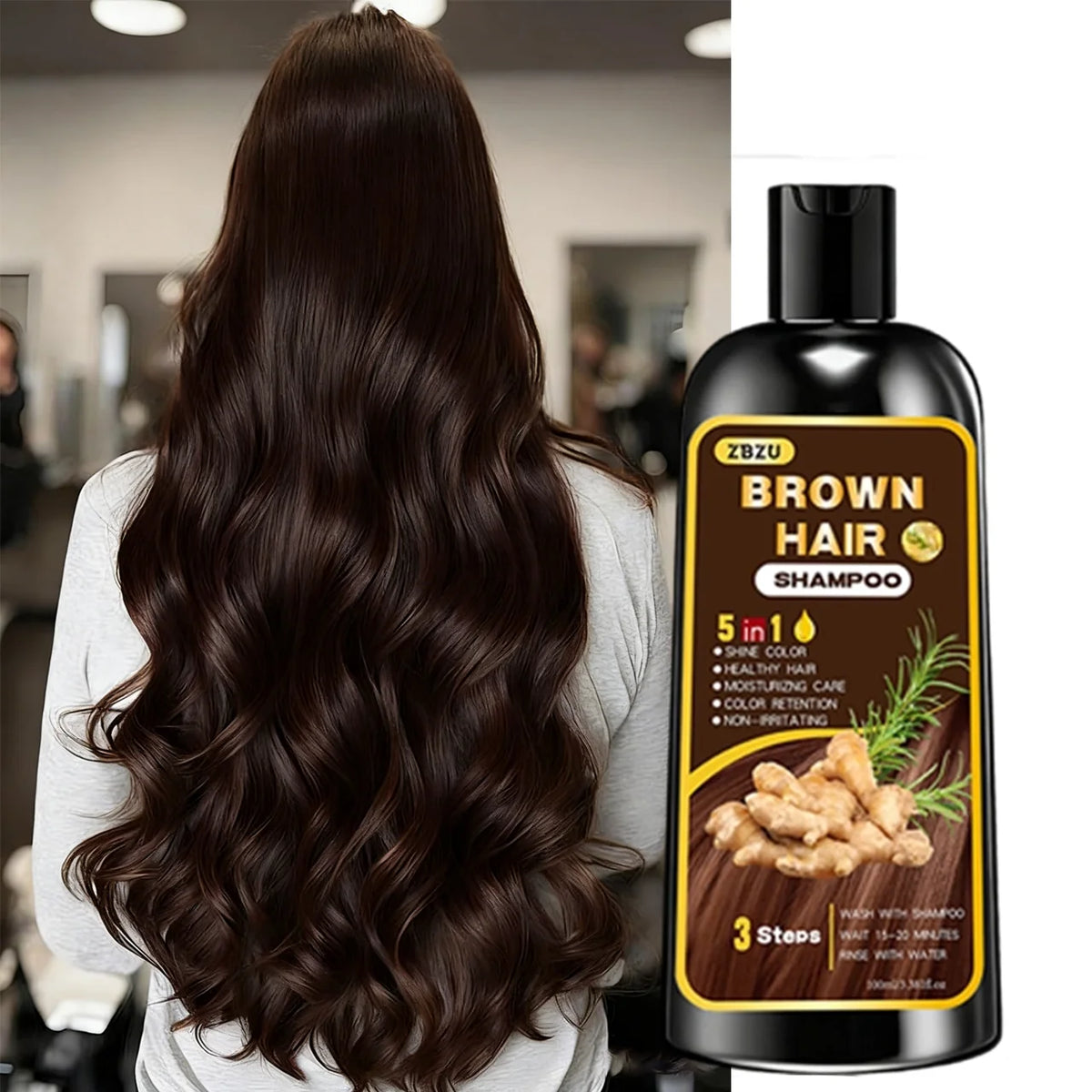 New Hair Dye Shampoo 5-in-1, Containing Ginger and Biotin.