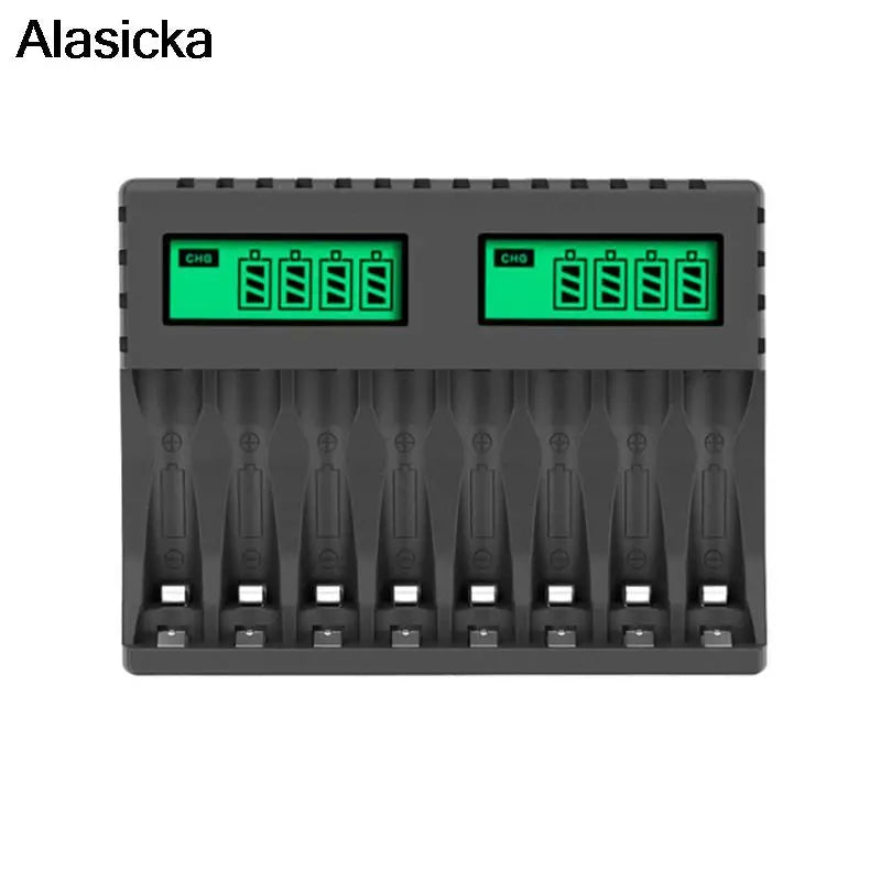 LCD Display with 8 Slot Smart Battery Charger for AA/AAA