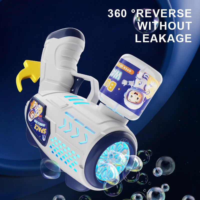 Fully Automatic Space Bubble Machine, Children's Electric Toy, Light-Up Handheld Bubble Gun [Does Not Include Bubble Liquid or Batteries] [Christmas Gift]