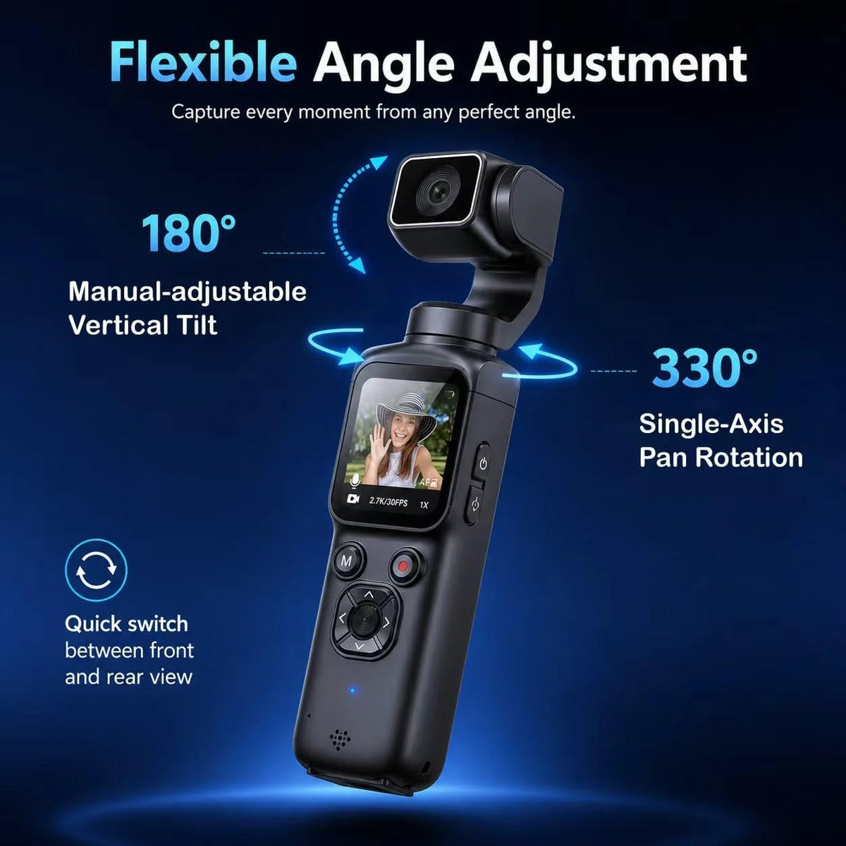 4K Pocket Vlogging Camera, With 64GB Memory Card, 75MP Digital Camera