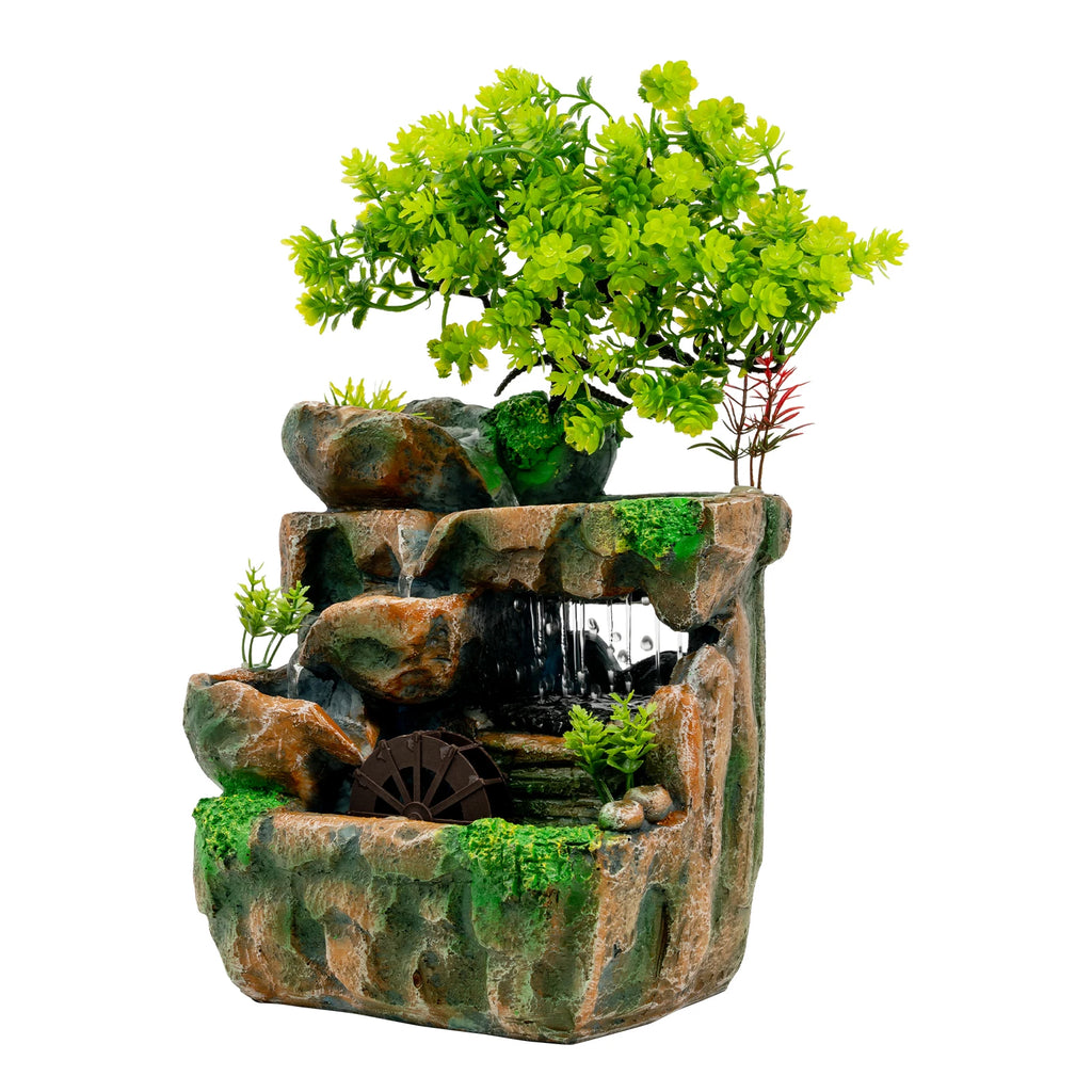 Tabletop Ornament Room Fountain With LED Light Green Plant Fountain