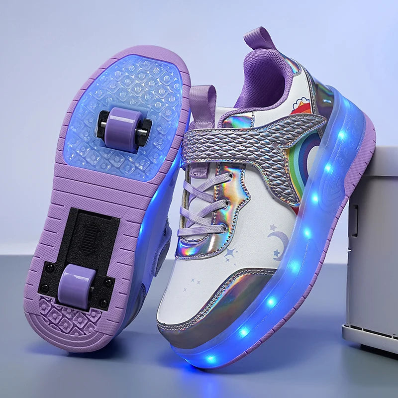 Children's Roller Shoes with LED Light Up 2 Wheels