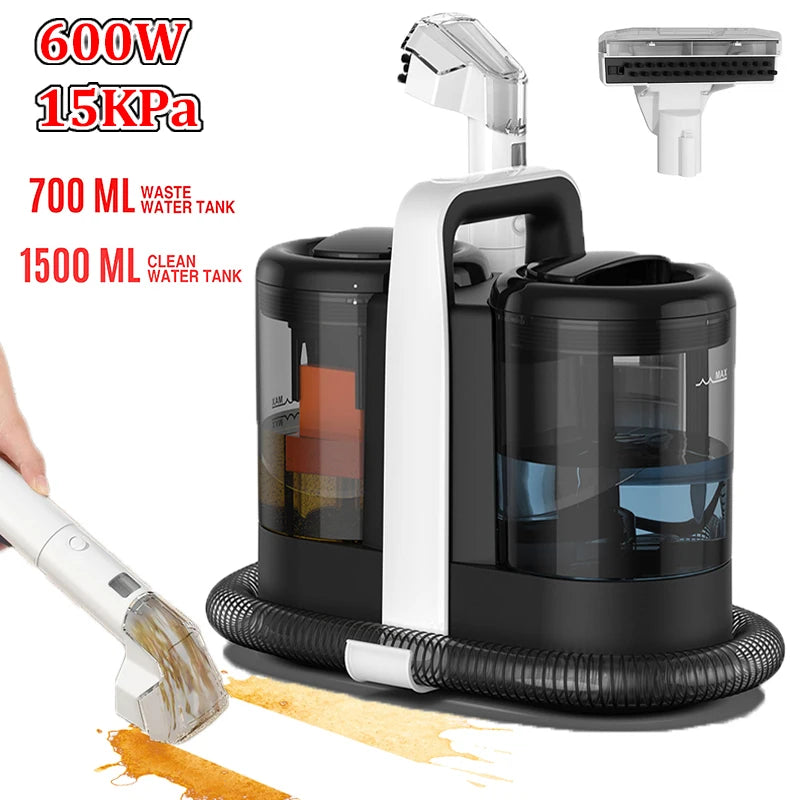 600W 15KPA Portable Carpet Cleaner Handheld Spot Cleaner Spray Suction Integrated