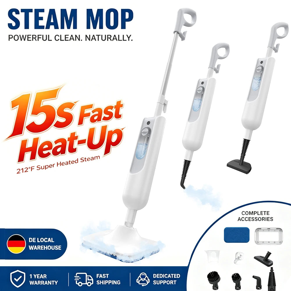 F2 Steam Mop 1300W Powerful 6 in 1 Detachable Cleaner High Temperature Sanitizing