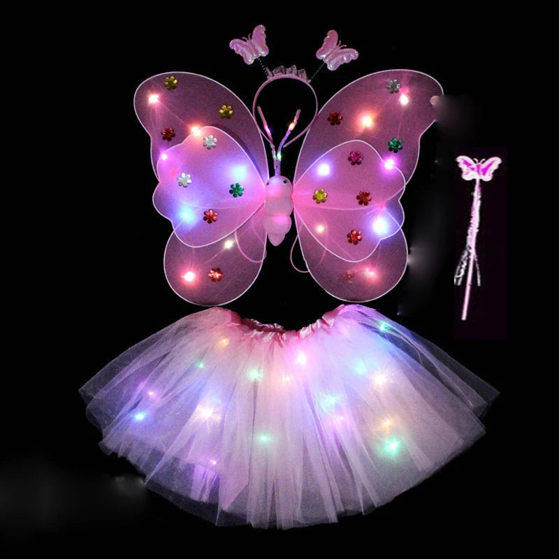 Luminous Butterfly Fairy Wings Flashing Butterfly Skirt Suit