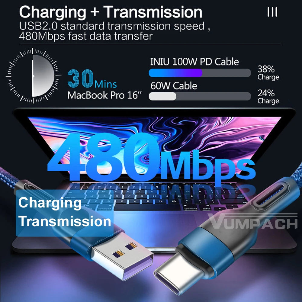 Vumpach Fast usb c type c cable Fast Charging Data Cord Charger usb cable c For Samsung s21 s20 A51 xiaomi mi 10 redmi note 9s 8