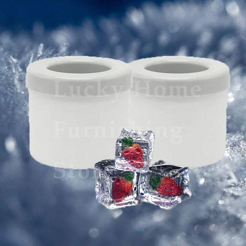 2-in-1 2/1pcs Ice Bucket & Maker, Round Silicone Mold with Quick Freeze Tray
