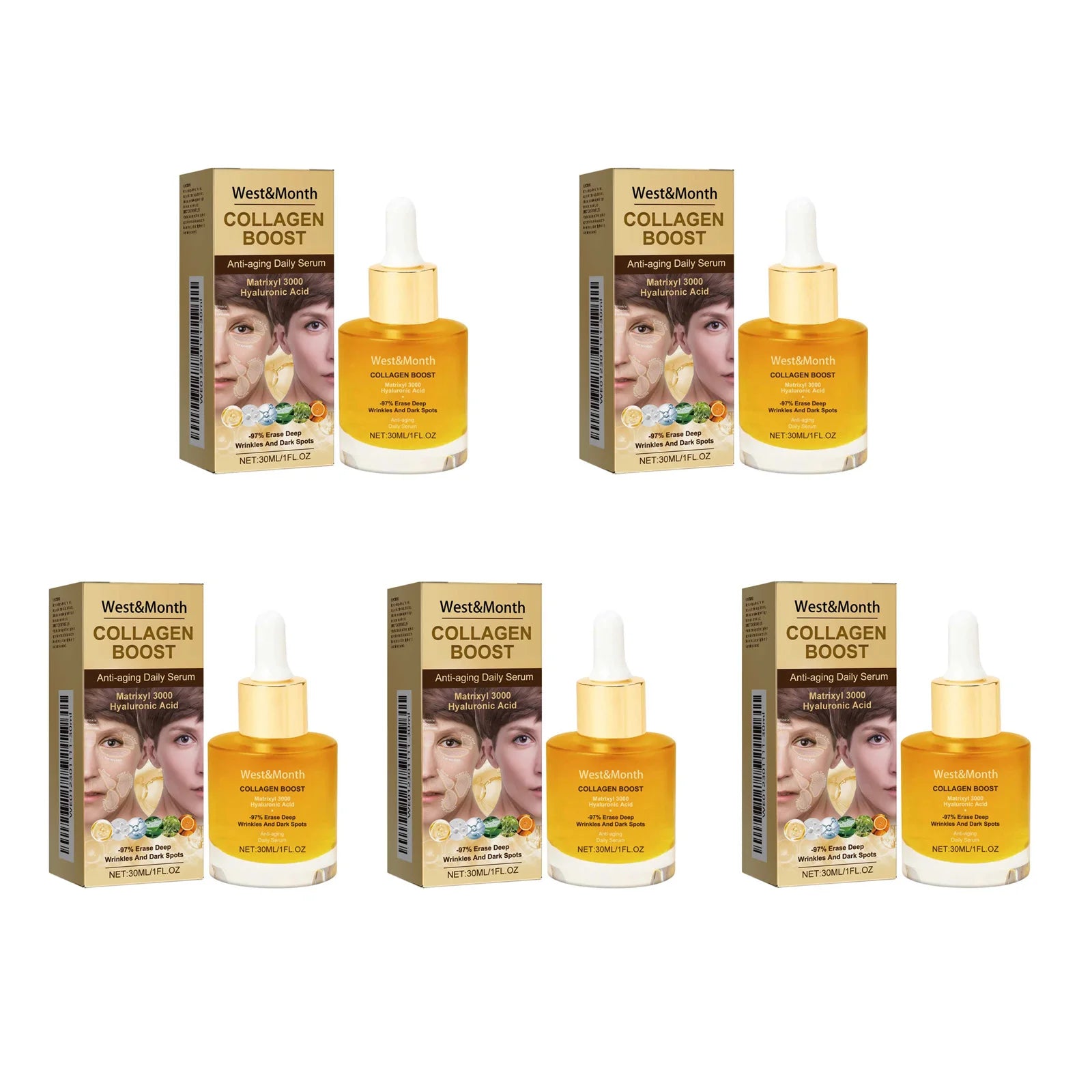 Collagen Face Serum Hydrating Tightening Smoothing Nourishing Brightening Face Skin Fade Fine Lines Anti-Aging Face Essence