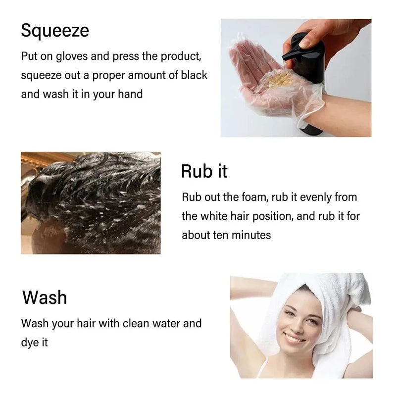 7 Colors 3 In 1 Quick Hair Dye Shampoo Instant Coloring Shampoo Gray White Cover Natural Plant Fast Dye Long Lasting Dye Shampoo