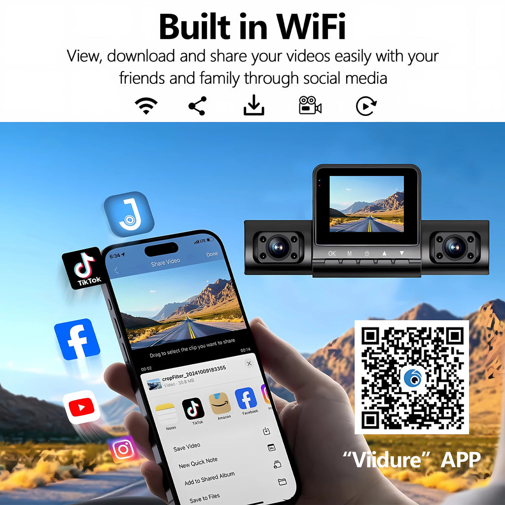 360°Auto Car Camera 1080P Video Recorder 3/4 Lens WIFI DashCam