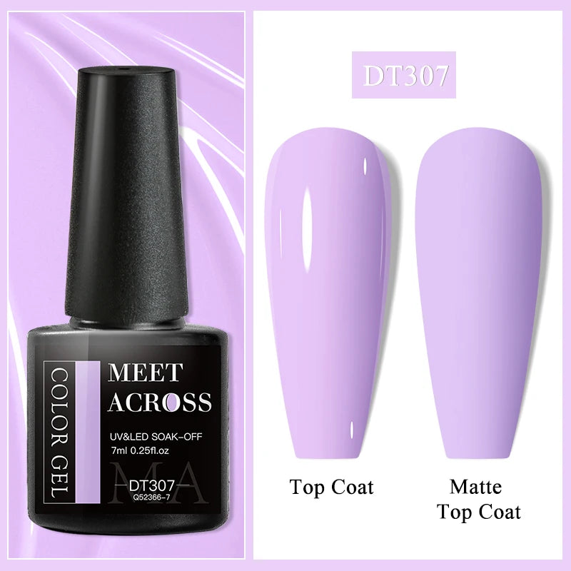 MEET ACROSS 7ml Purple Nail Gel Polish Semi Permanent Nail Art For Nails Decoration