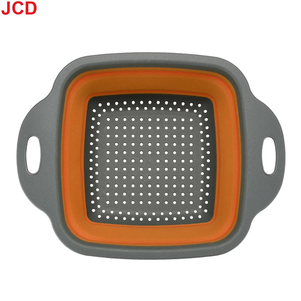JCD 1pcs Fruit Vegetable Washing Basket Foldable Strainer Silicone Colander Dish Collapsible Drainer Filter Kitchen Storage Tool
