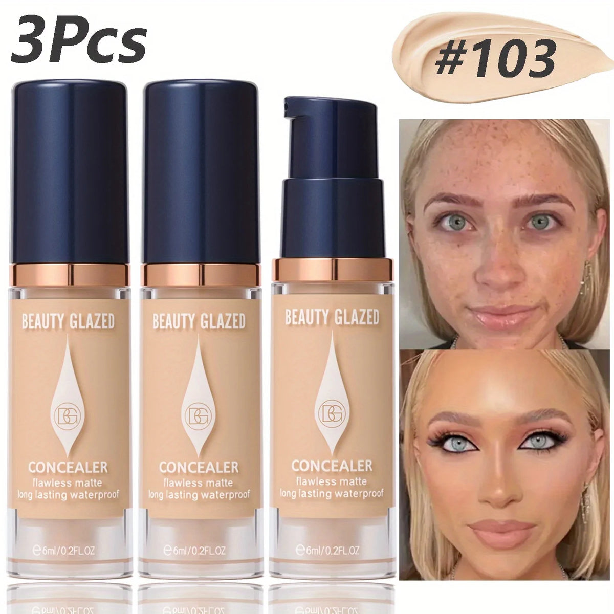 3Pcs/Set Full Coverage Concealer Foundation Long Lasting Waterproof
